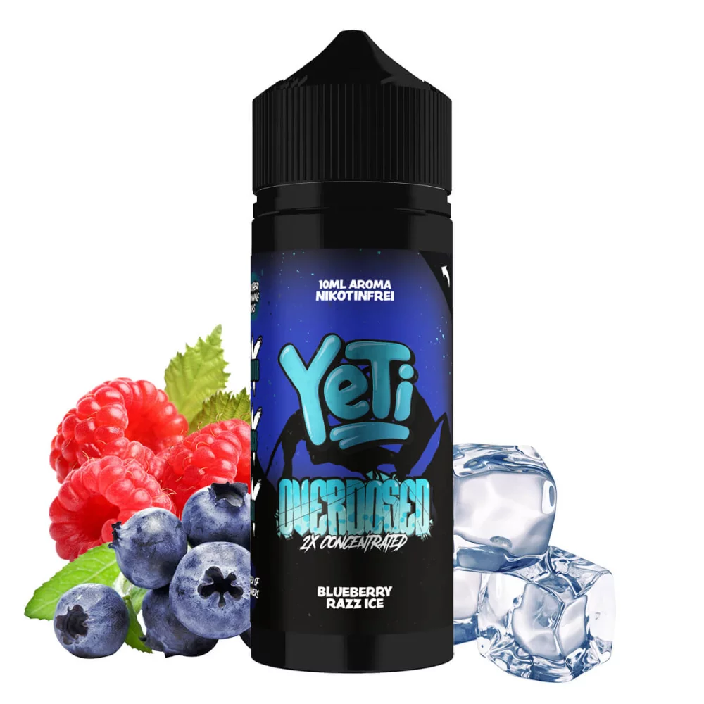 Yeti Overdosed Blueberry Razz Ice 10ml in 120ml Flasche